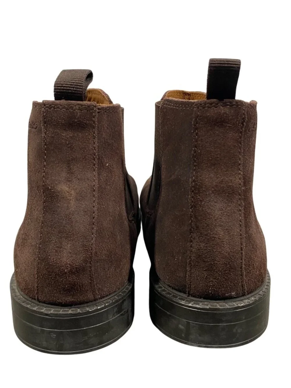 Clarks Brown Suede Chelsea Boots Size Men’s 10 Elastic Side Panels & Pull Tabs